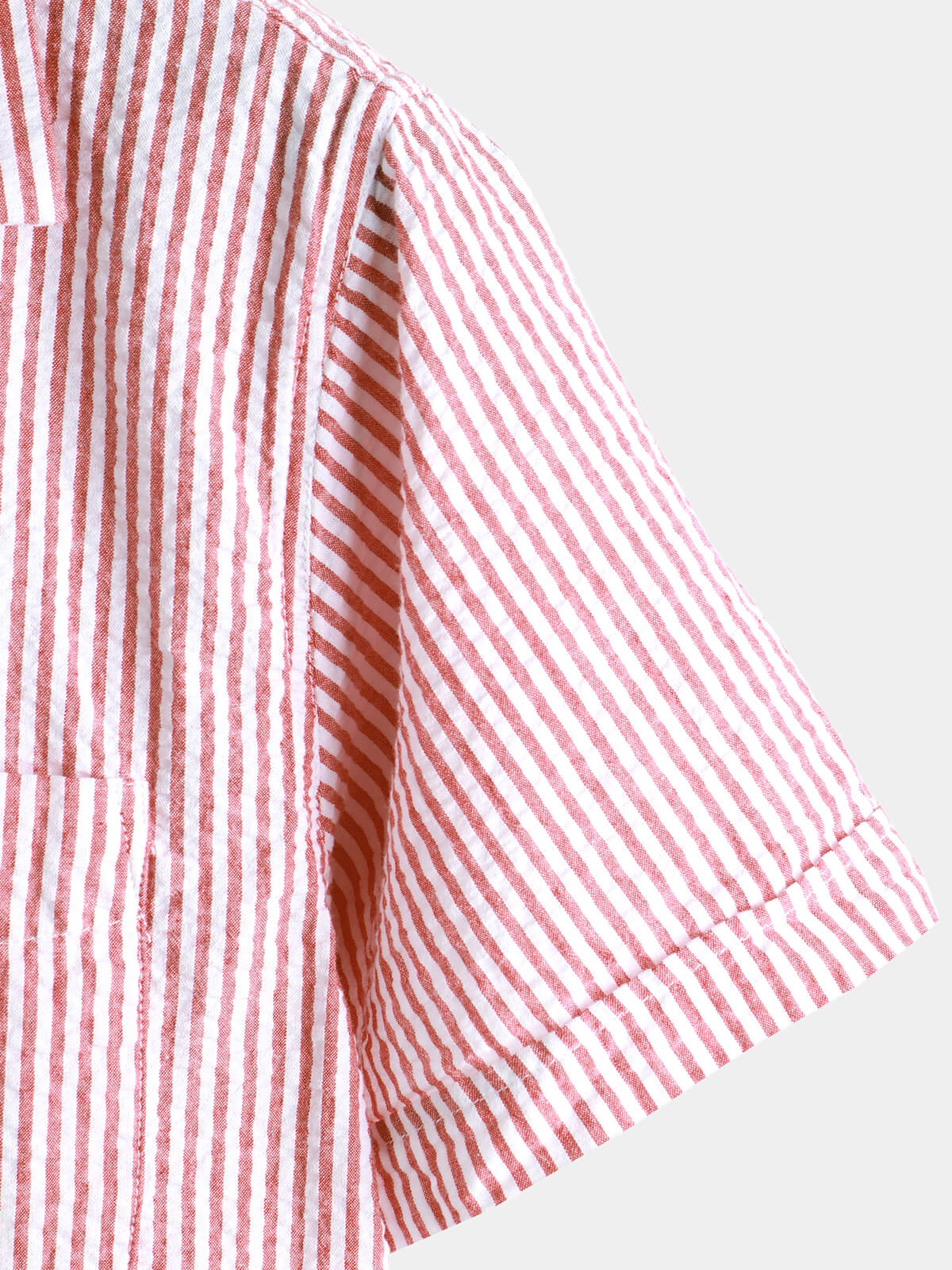 Camisa transpirable a rayas de algodón Button Up Summer Cuban Collar Camp de manga corta Beach para hombre