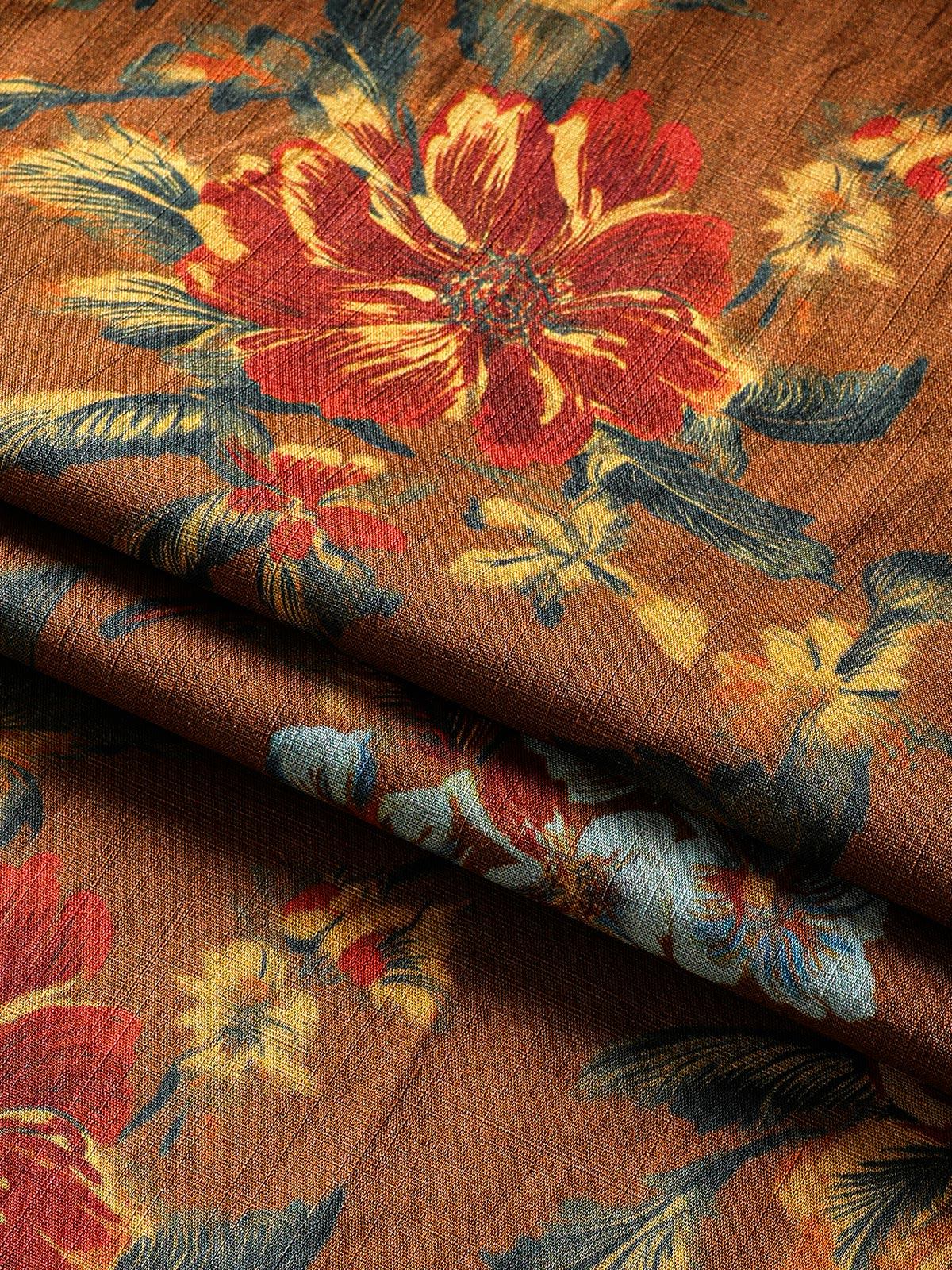 Camisa vintage Flower estampado de manga corta con botones transpirable Cool para hombre