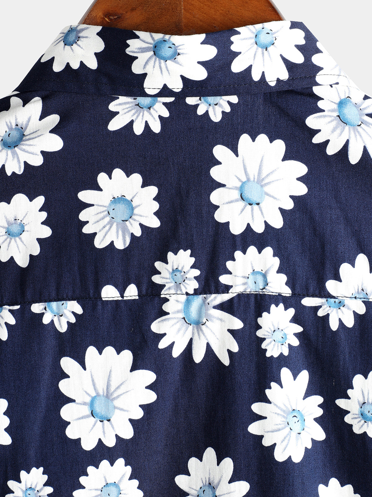 Camisa Navy Blue Daisy Hawaiian de manga corta para hombre