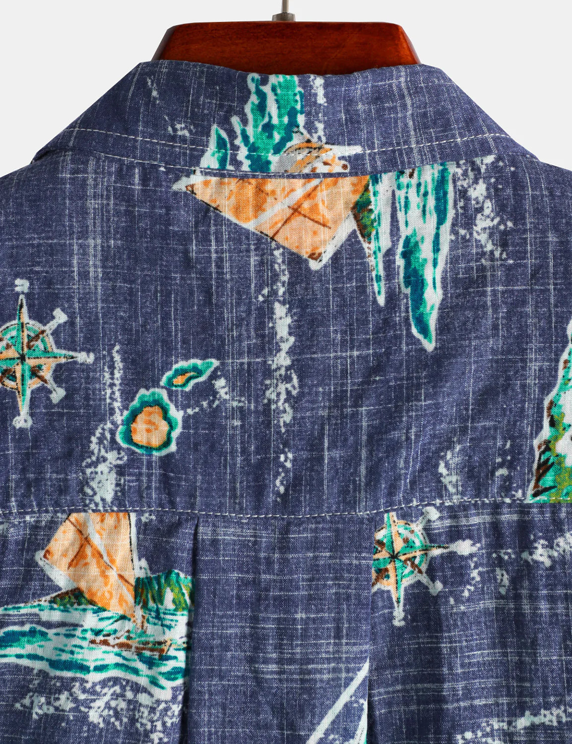 Camisa de algodón Navy Blue Hawaiian Islands Cruise Beach Button Up Pocket Summer de manga corta Aloha para hombre