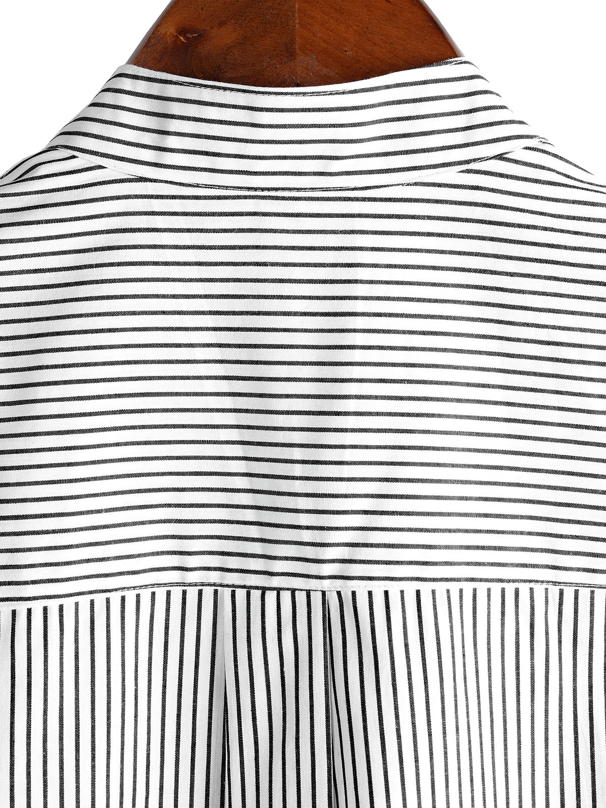 Camisa de algodón a rayas Stand Collar de manga corta para hombre