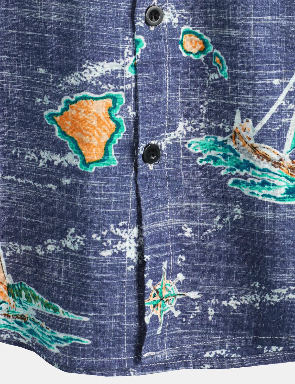 Camisa de algodón Navy Blue Hawaiian Islands Cruise Beach Button Up Pocket Summer de manga corta Aloha para hombre