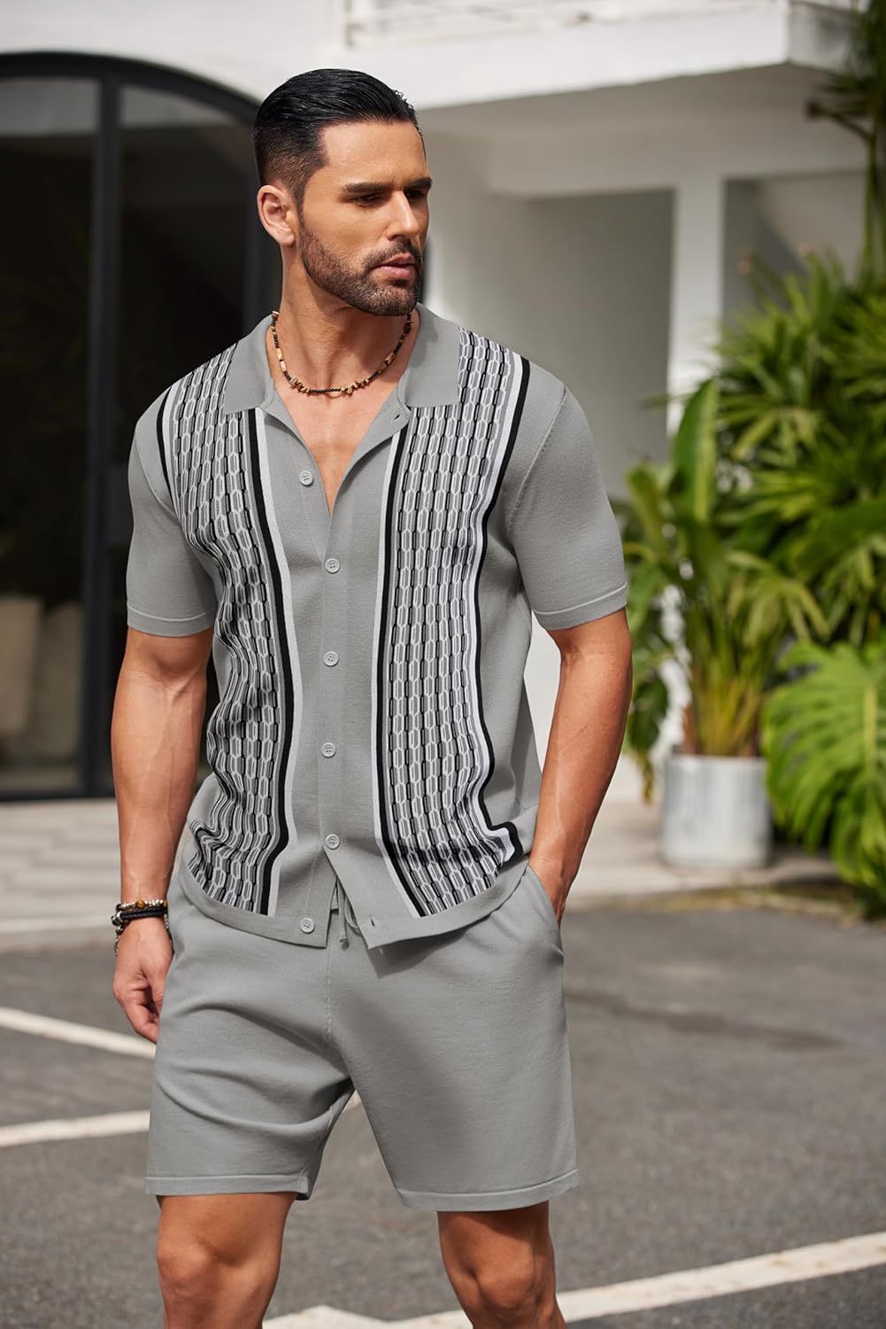 Shorts vintage Inspired Black tejido Shorcamiseta & Set para hombre