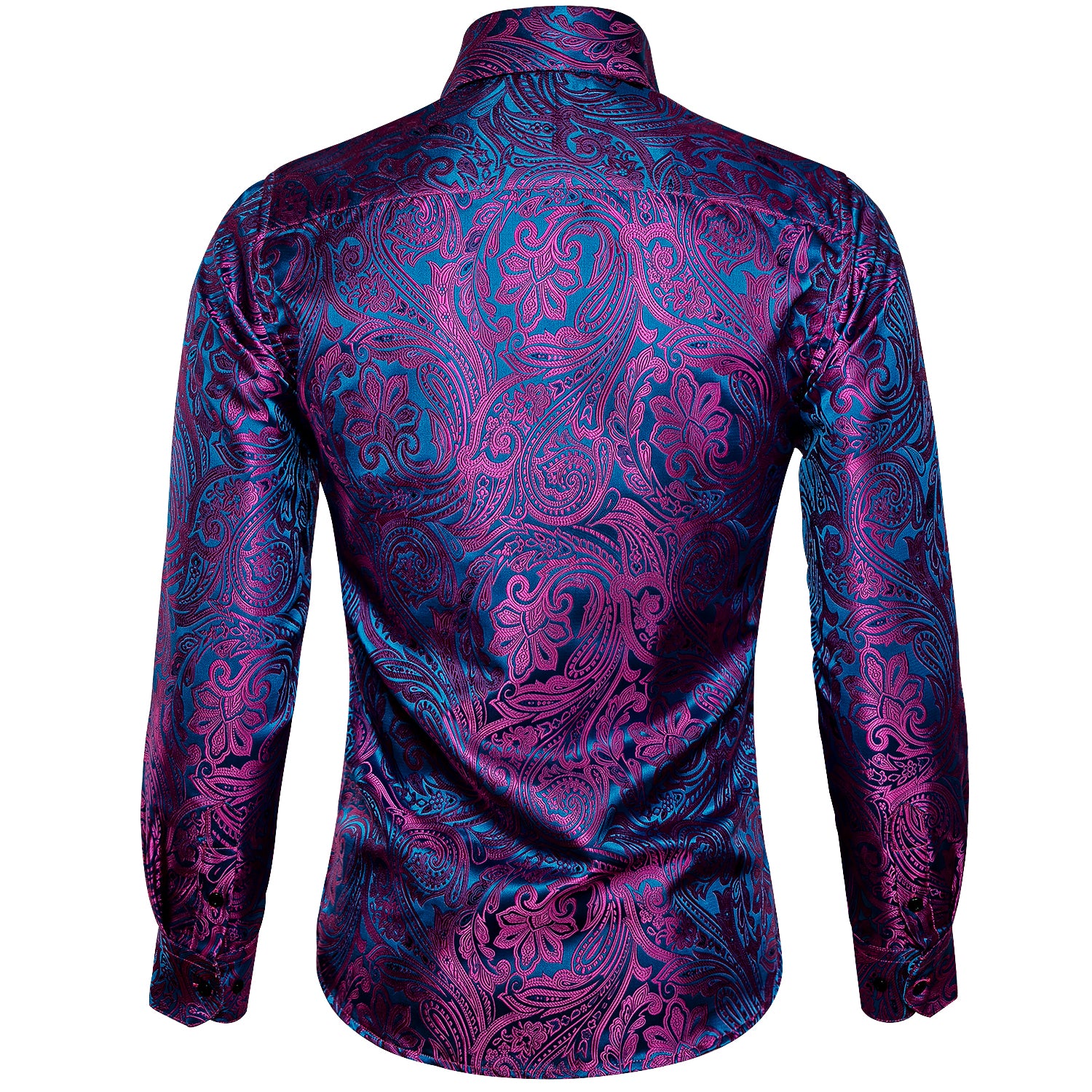 Camisa Mens Purple de chalecoir Paisley camisa con botones de manga larga Tops