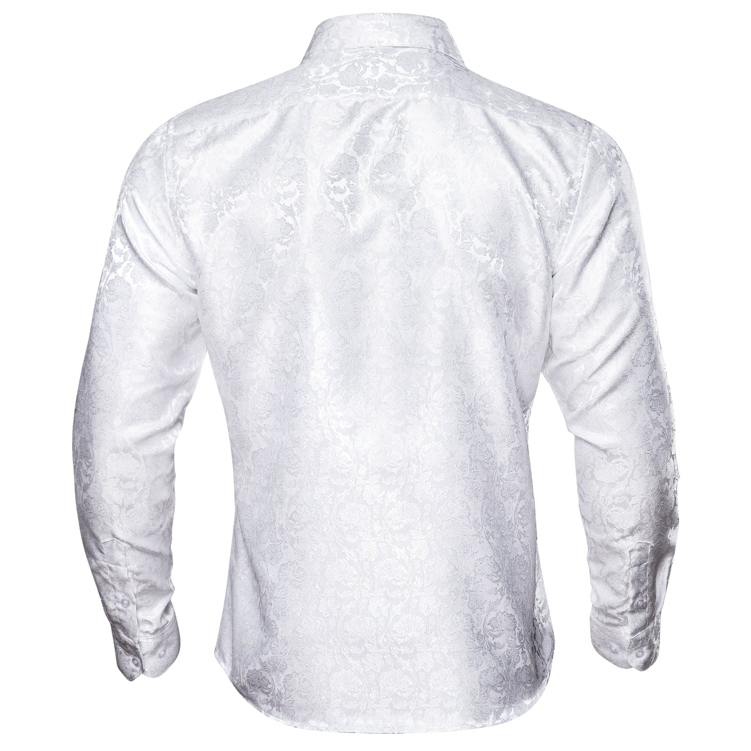 Camisa Mens White de chalecoir Paisley seda de manga larga con botones camisa