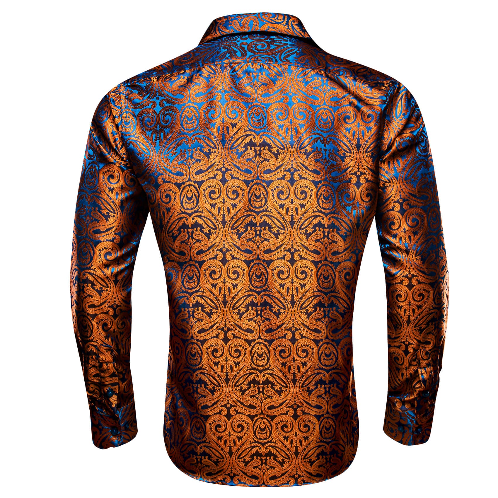 Camisa Copper Paisley con botones casual seda de manga larga camisa de chalecoir