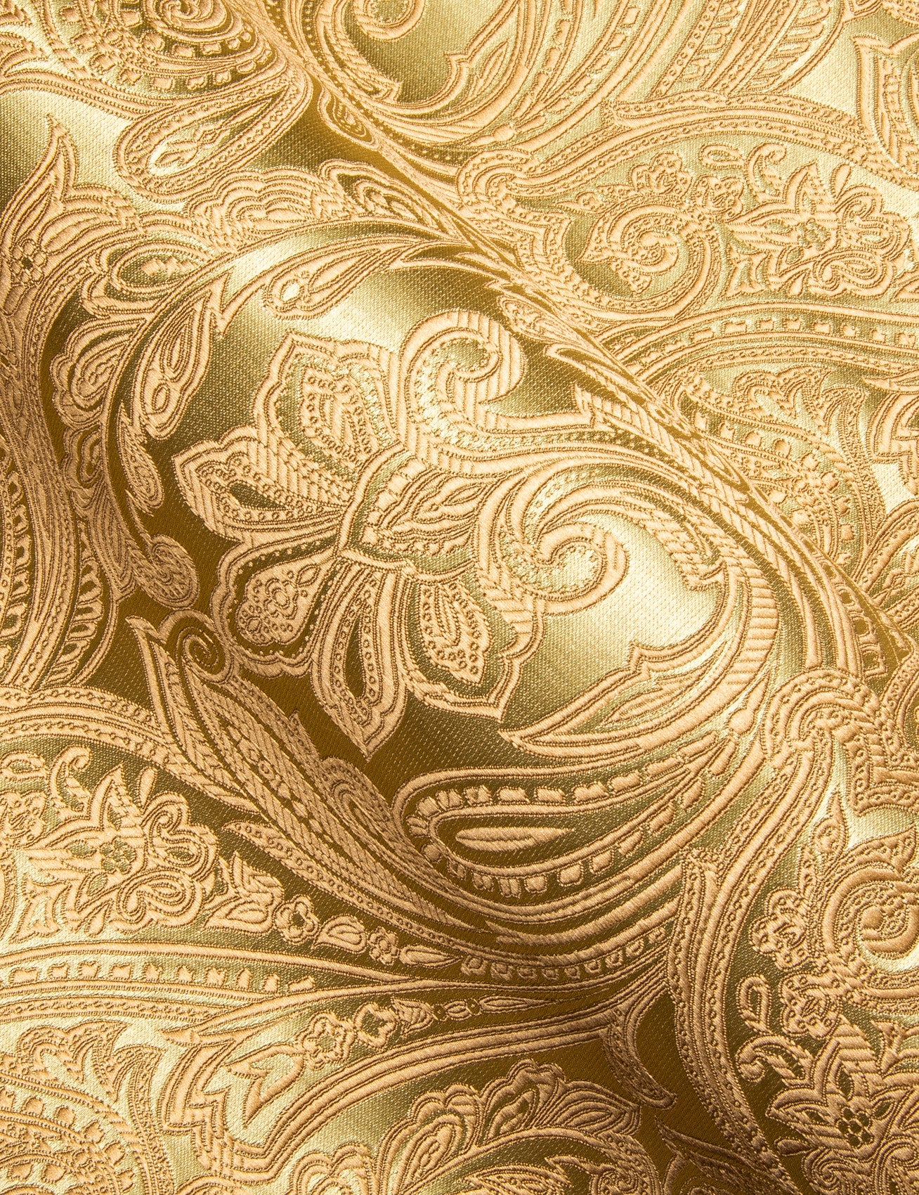 Camisa Mens Gold de chalecoir Paisley seda de manga larga con botones formal camisas