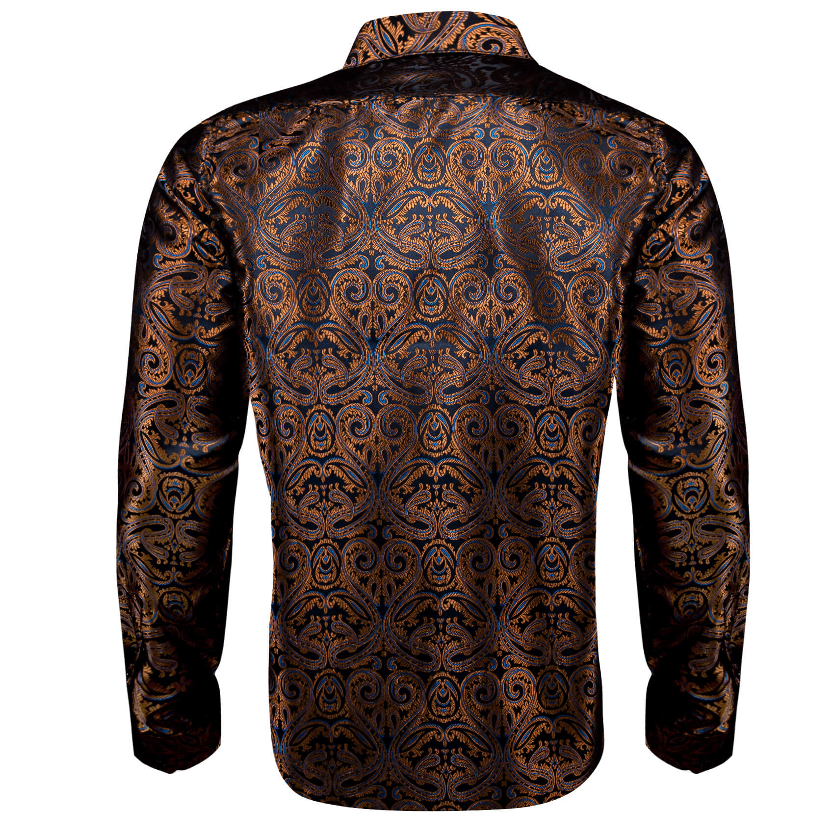 Camisa Mens Paisley de chalecoir Brown de manga larga con botones camisa