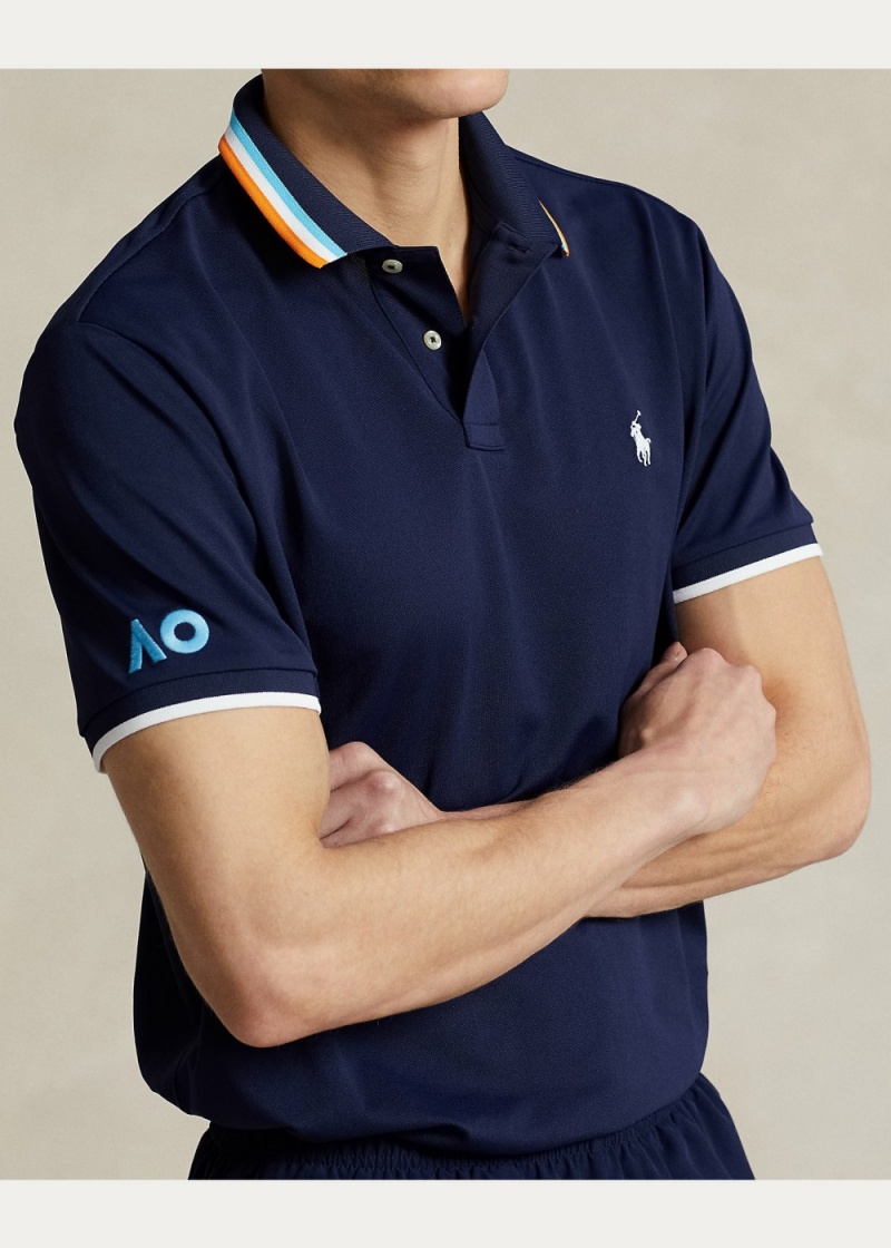 Camisa Polo Australian Open Custom Slim Hombre Azul Marino | JPVU08946 - vista 4