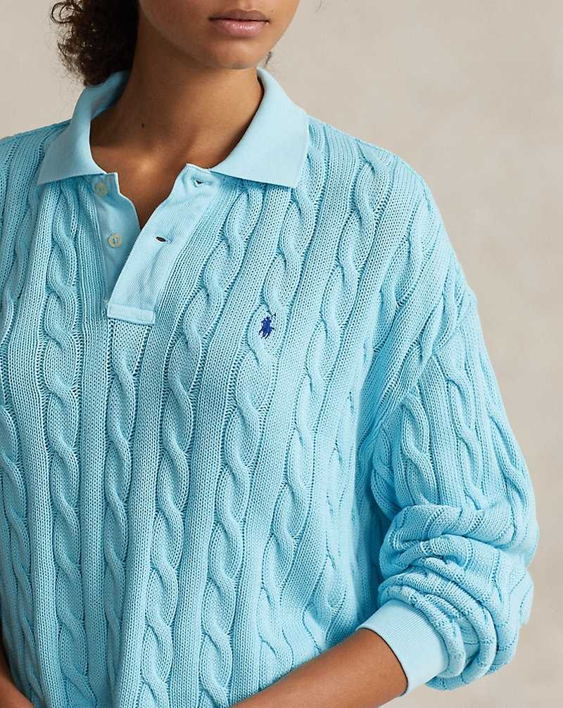 Camisa Polo Ralph Lauren Cable Cotton Long-Sleeve Mujer | FDJERGO-72 - vista 5