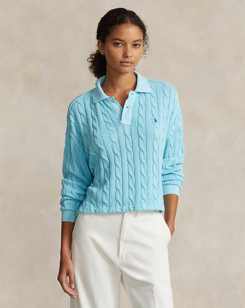 Camisa Polo Ralph Lauren Cable Cotton Long-Sleeve Mujer | FDJERGO-72 - vista 1