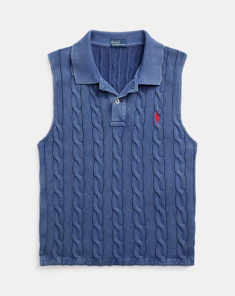 Camisa Polo Ralph Lauren Cable-Knit Cropped Mujer Azules | SULNQHY-37 - vista 2