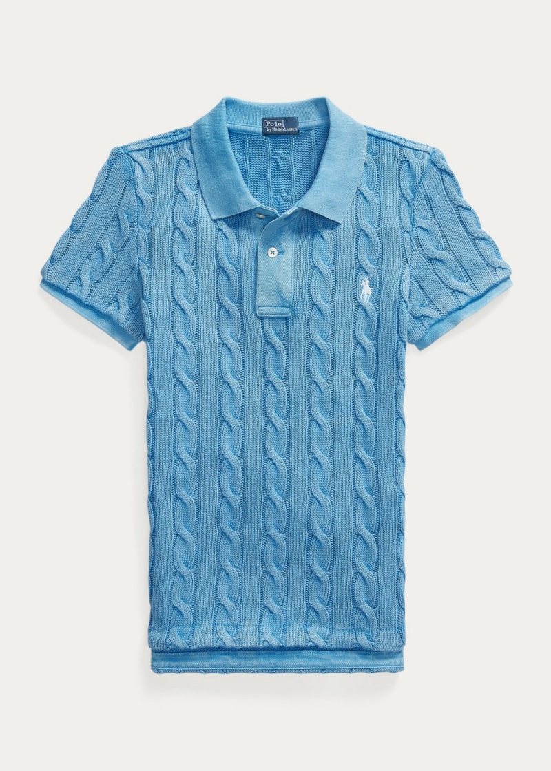 Camisa Polo Cable-Knit Mujer Azules | OMYI14582 - vista 2