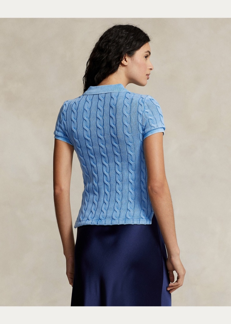 Camisa Polo Cable-Knit Mujer Azules | OMYI14582 - vista 4