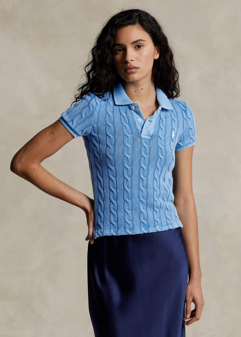 Camisa Polo Cable-Knit Mujer Azules | OMYI14582 - vista 1