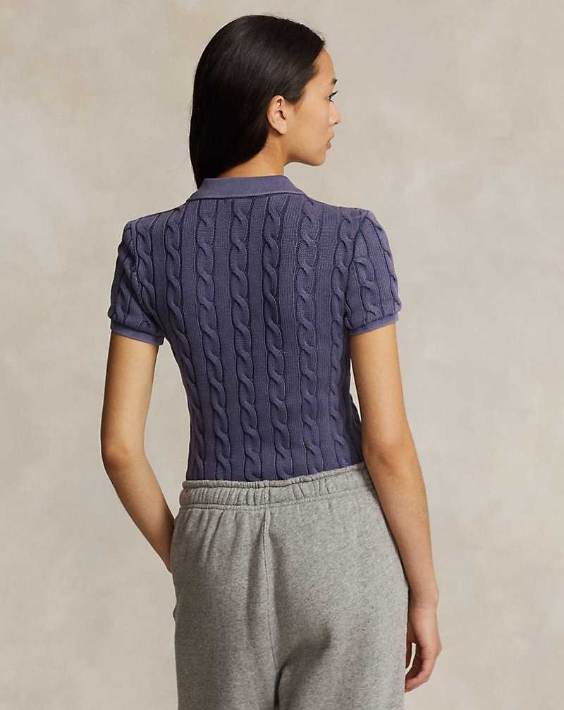 Camisa Polo Ralph Lauren Cable-Knit Mujer Azul Marino | SVEKMRJ-40 - vista 4