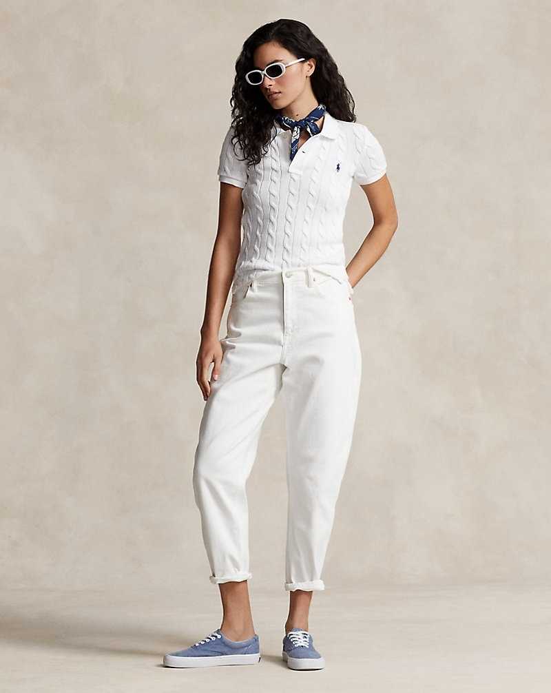 Camisa Polo Ralph Lauren Cable-Knit Mujer Blancos | GAWMDEV-83 - vista 3