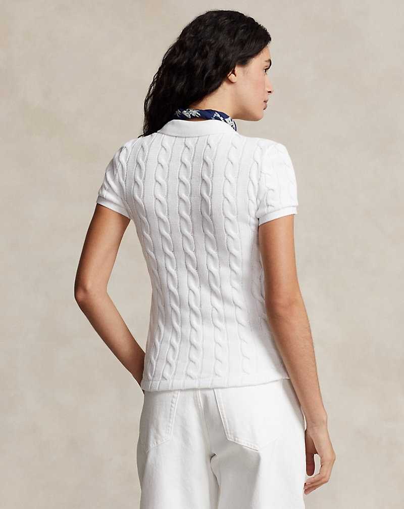 Camisa Polo Ralph Lauren Cable-Knit Mujer Blancos | GAWMDEV-83 - vista 4