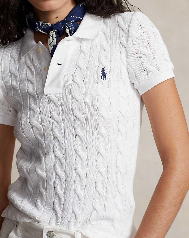 Camisa Polo Ralph Lauren Cable-Knit Mujer Blancos | GAWMDEV-83 - vista 5