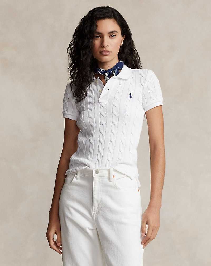 Camisa Polo Ralph Lauren Cable-Knit Mujer Blancos | GAWMDEV-83 - vista 1