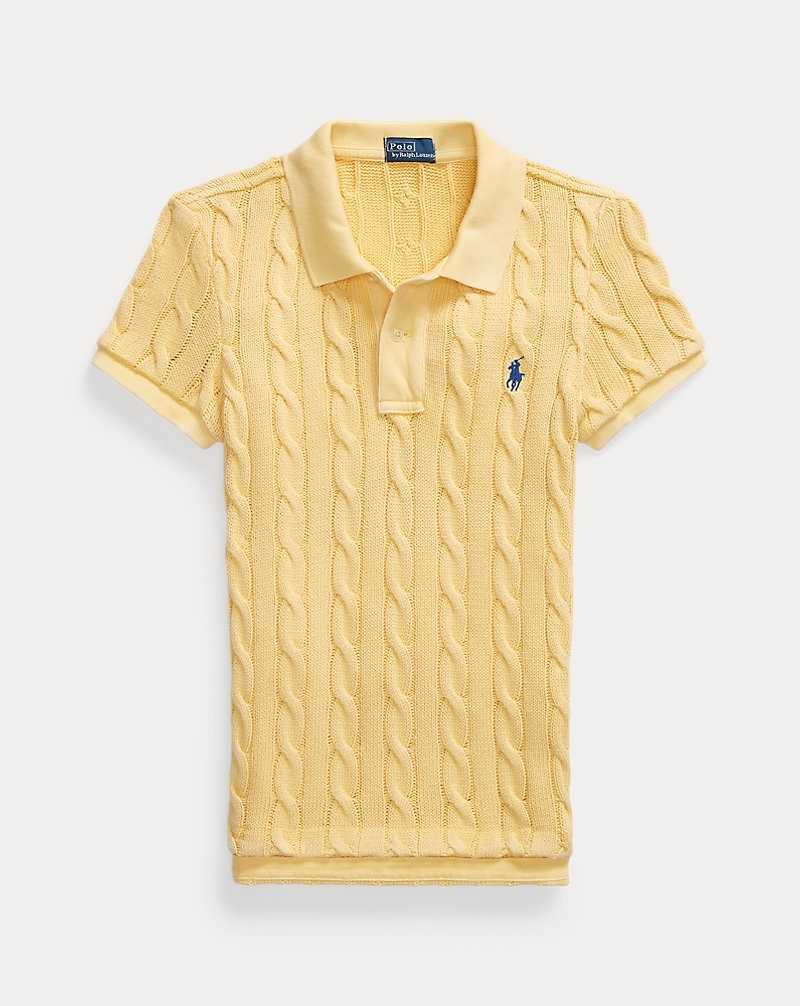 Camisa Polo Ralph Lauren Cable-Knit Mujer Amarillos | IEUQAVN-69 - vista 2