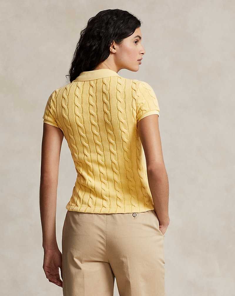Camisa Polo Ralph Lauren Cable-Knit Mujer Amarillos | IEUQAVN-69 - vista 4