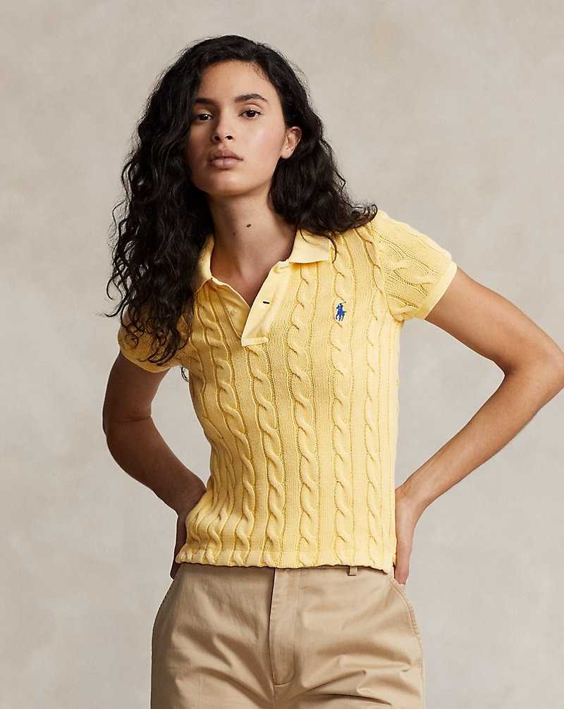 Camisa Polo Ralph Lauren Cable-Knit Mujer Amarillos | IEUQAVN-69 - vista 1
