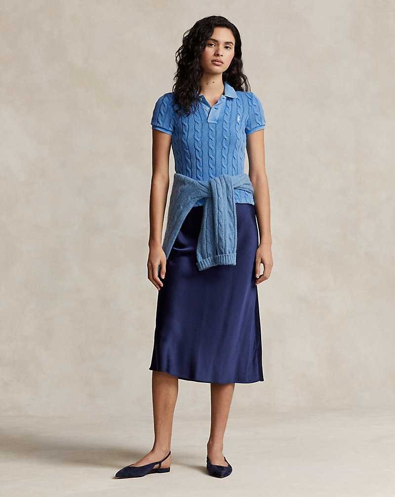 Camisa Polo Ralph Lauren Cable-Knit Mujer Azules | PZUEWYD-25 - vista 3