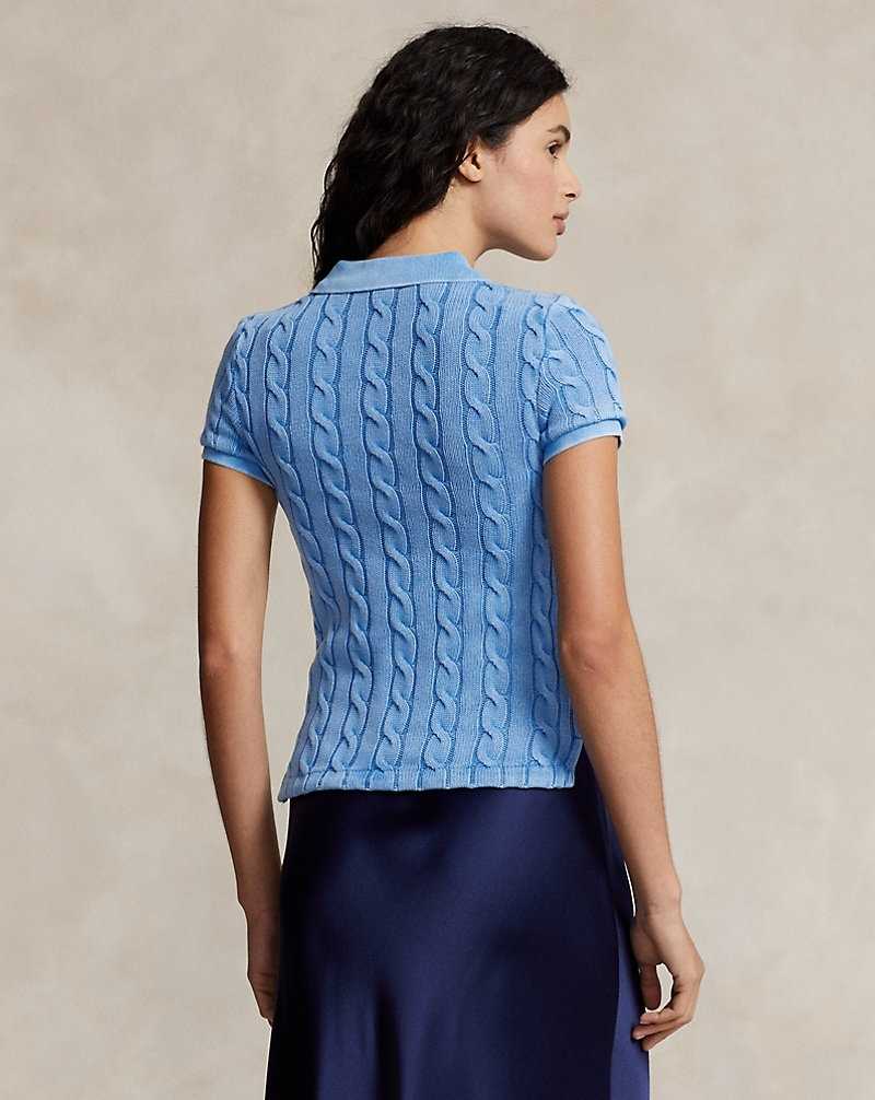 Camisa Polo Ralph Lauren Cable-Knit Mujer Azules | PZUEWYD-25 - vista 4