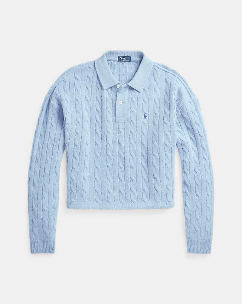 Camisa Polo Ralph Lauren Cable-Knit Wool-Cashmere Mujer Chambray Melange | KQXRBOE-98 - vista 2