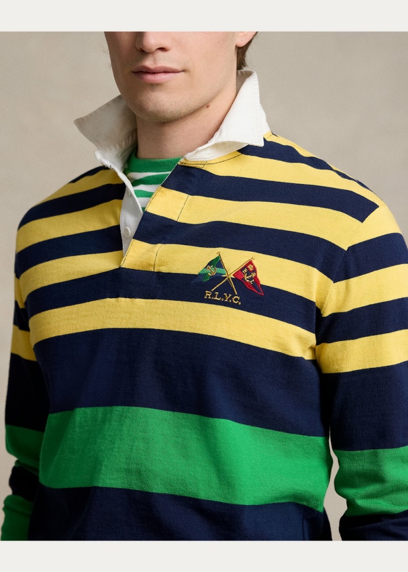 Camisa Polo Classic Fit A Rayas Jersey Rugby Shirt Hombre Amarillos | MNHF24738 - vista 5