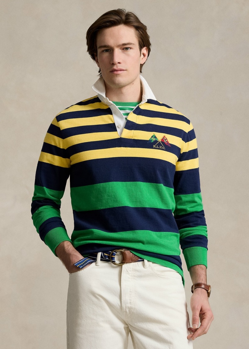 Camisa Polo Classic Fit A Rayas Jersey Rugby Shirt Hombre Amarillos | MNHF24738 - vista 1