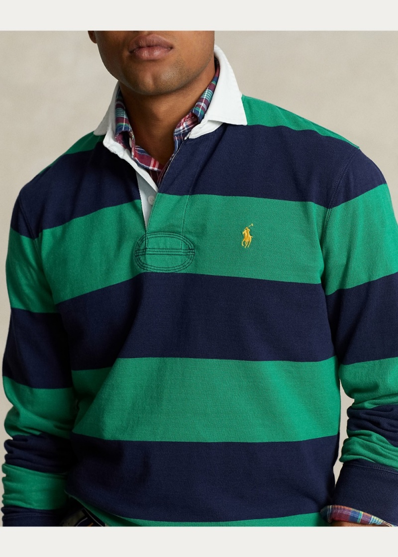 Camisa Polo Classic Fit A Rayas Jersey Rugby Shirt Hombre Verdes | SBZM79834 - vista 4