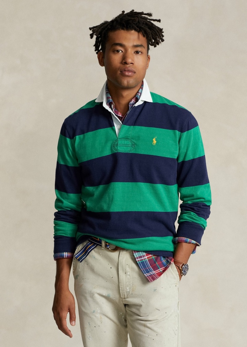 Camisa Polo Classic Fit A Rayas Jersey Rugby Shirt Hombre Verdes | SBZM79834 - vista 1