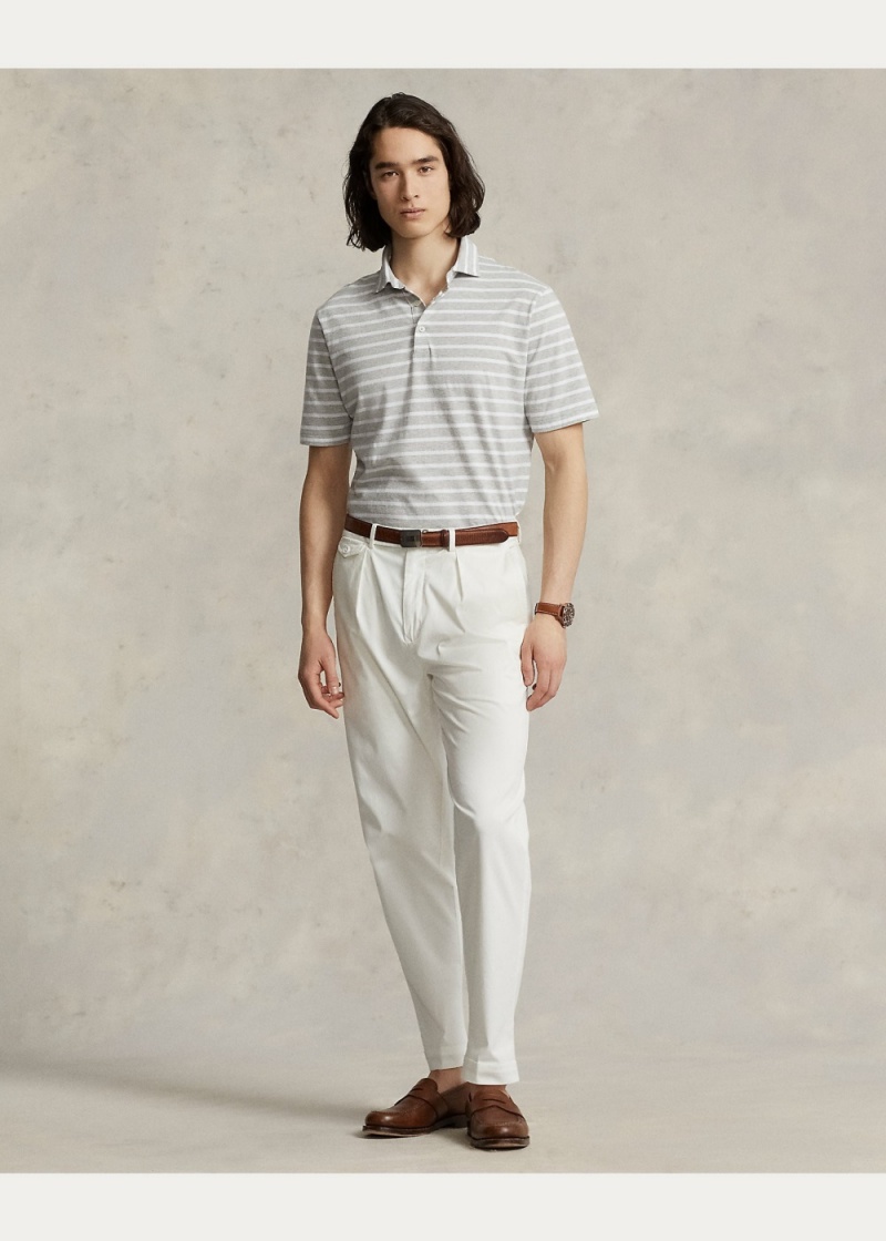 Camisa Polo Classic Fit A Rayas Jersey Hombre Blancos | GWOD42538 - vista 3