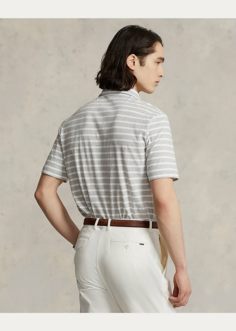 Camisa Polo Classic Fit A Rayas Jersey Hombre Blancos | GWOD42538 - vista 4