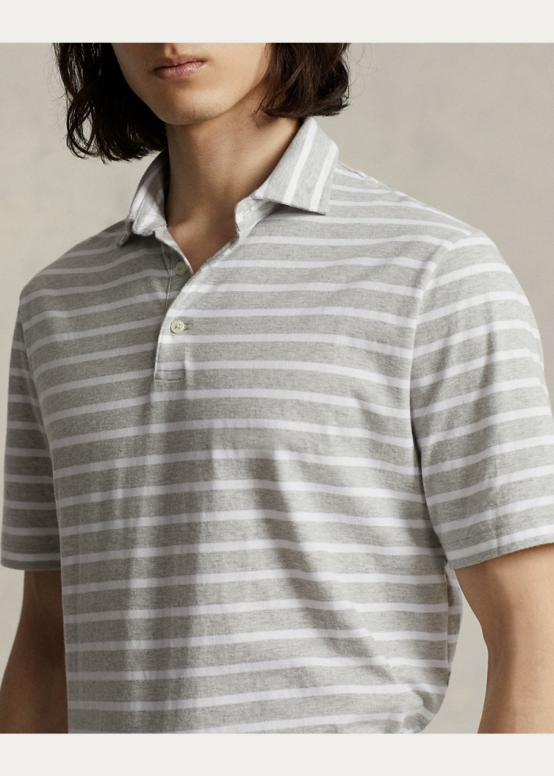 Camisa Polo Classic Fit A Rayas Jersey Hombre Blancos | GWOD42538 - vista 5