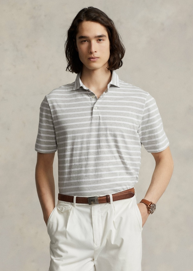 Camisa Polo Classic Fit A Rayas Jersey Hombre Blancos | GWOD42538 - vista 1