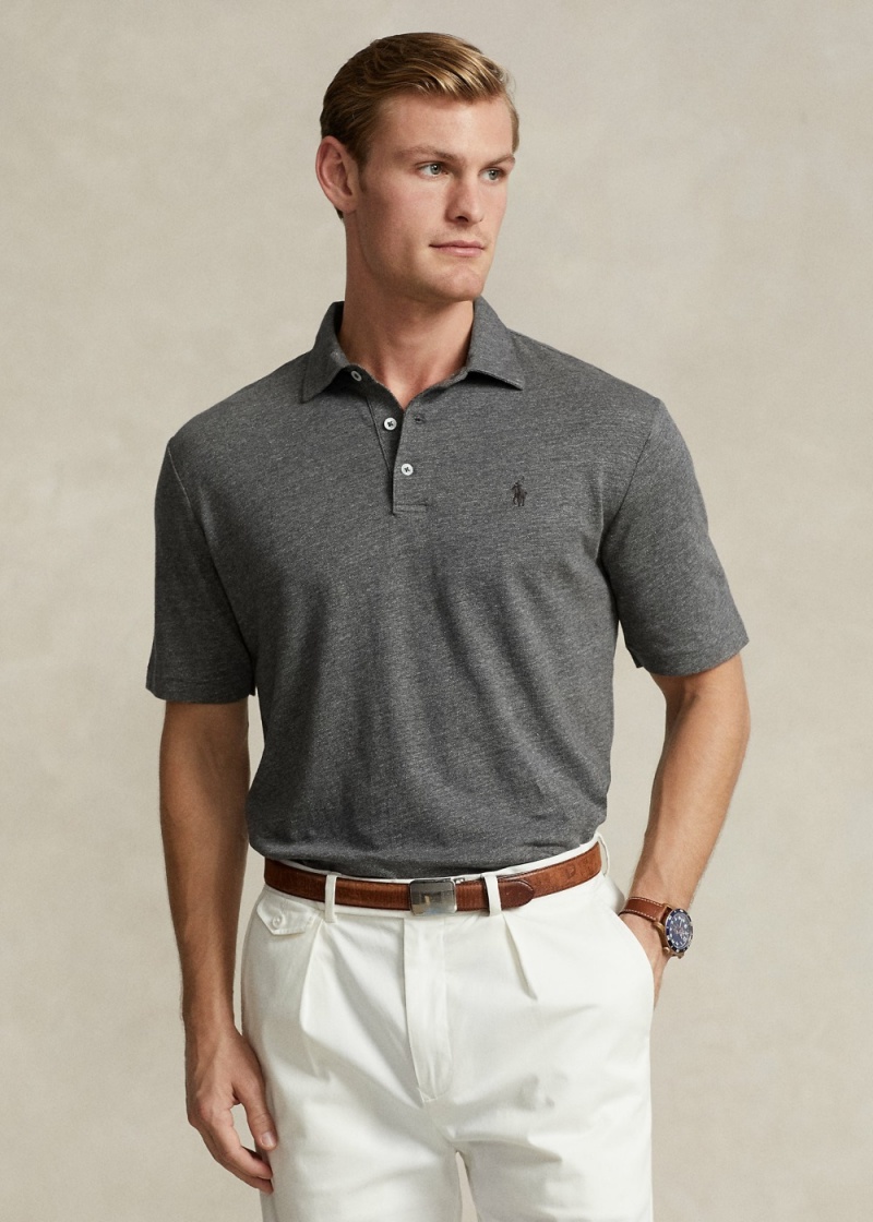 Camisa Polo Classic Fit Algodon-Linen Mesh Hombre Blancos | GIAL54867 - vista 1