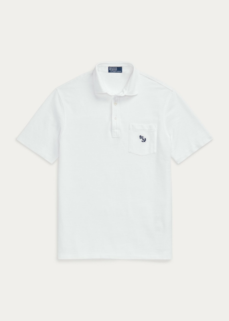 Camisa Polo Classic Fit Anchor Mesh Hombre Blancos | IQNO67149 - vista 2