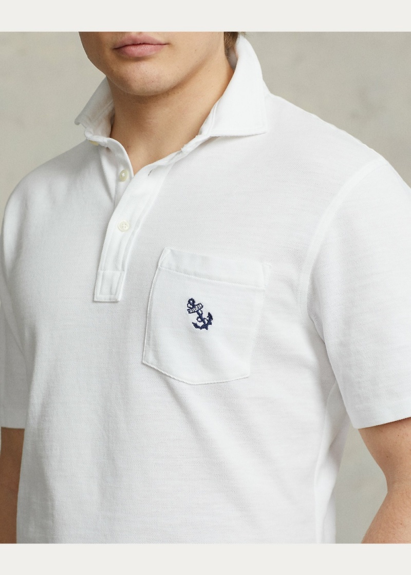 Camisa Polo Classic Fit Anchor Mesh Hombre Blancos | IQNO67149 - vista 5