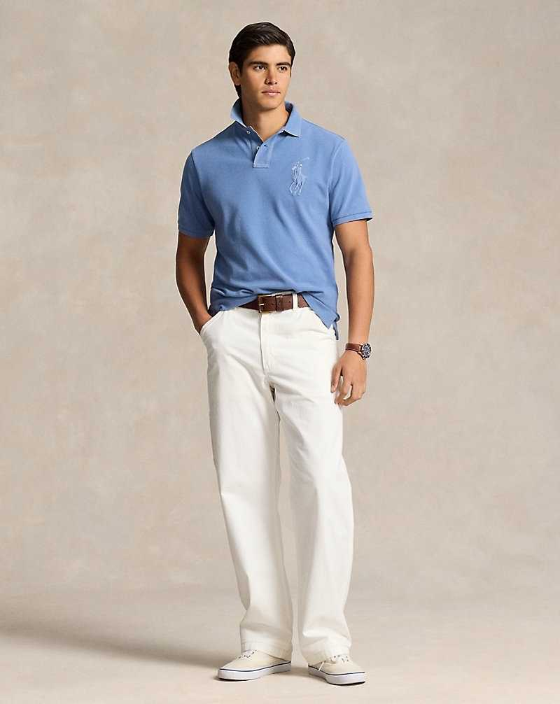 Camisa Polo Ralph Lauren Classic Fit Big Pony Mesh Hombre Azules | OSTGFKI-12 - vista 3