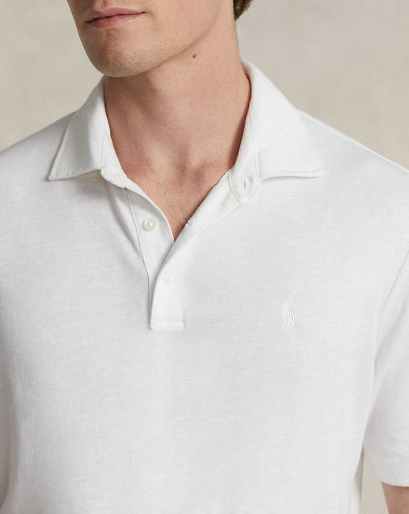 Camisa Polo Ralph Lauren Classic Fit Cotton-Linen Mesh Hombre White/White | UCOXPZT-79 - vista 5
