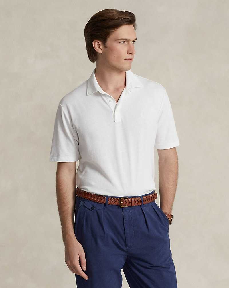 Camisa Polo Ralph Lauren Classic Fit Cotton-Linen Mesh Hombre White/White | UCOXPZT-79 - vista 1
