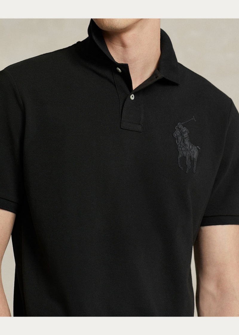 Camisa Polo Classic Fit Cuero-Pony Mesh Polo Hombre Negros | BNUR16849 - vista 3