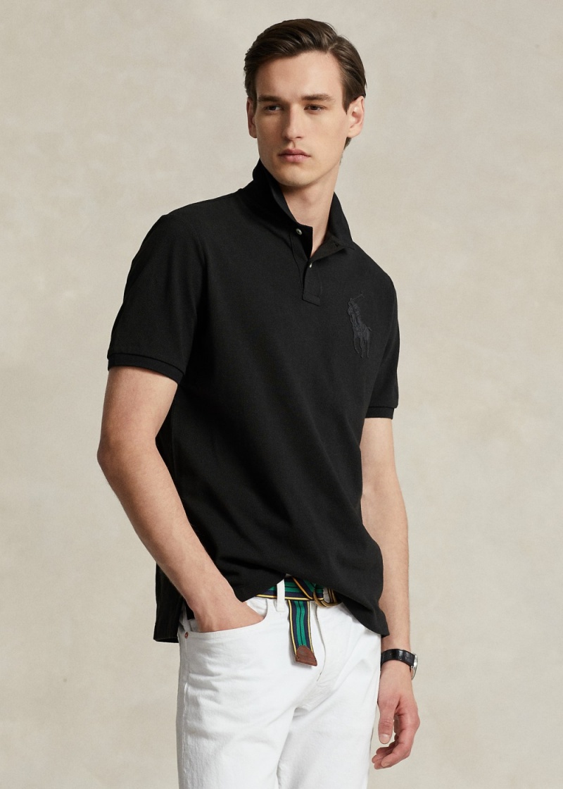 Camisa Polo Classic Fit Cuero-Pony Mesh Polo Hombre Negros | BNUR16849 - vista 1