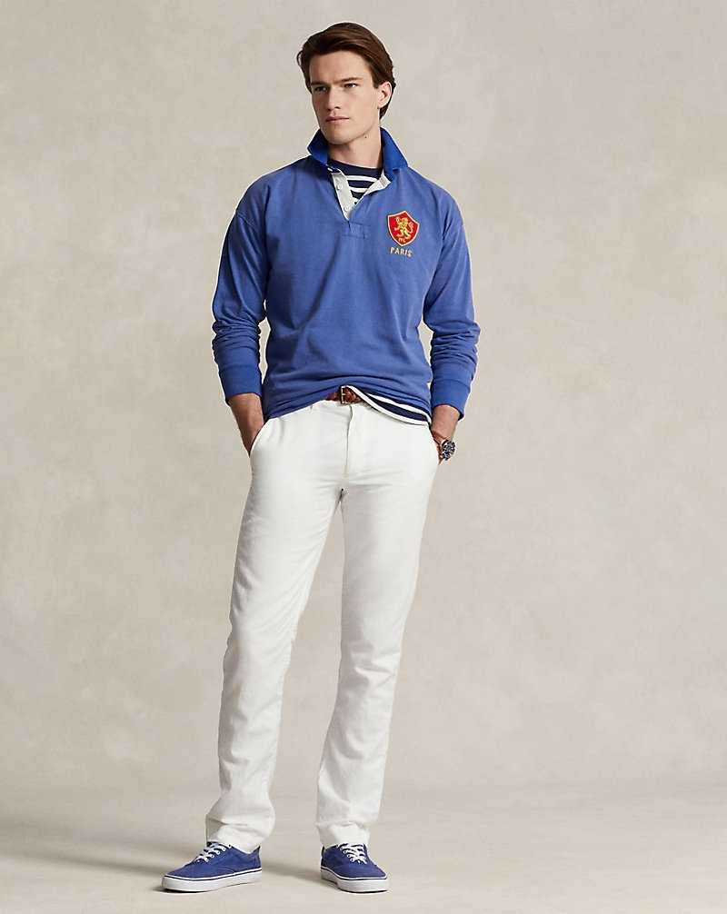 Camisa Polo Ralph Lauren Classic Fit Heraldic-Patch Jersey Rugby Hombre Azul Rey Azul Marino | JWHNERT-17 - vista 3