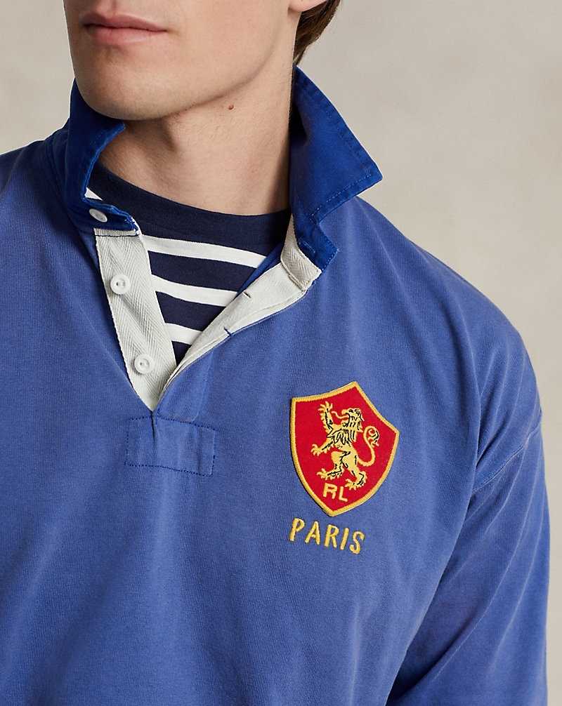 Camisa Polo Ralph Lauren Classic Fit Heraldic-Patch Jersey Rugby Hombre Azul Rey Azul Marino | JWHNERT-17 - vista 5