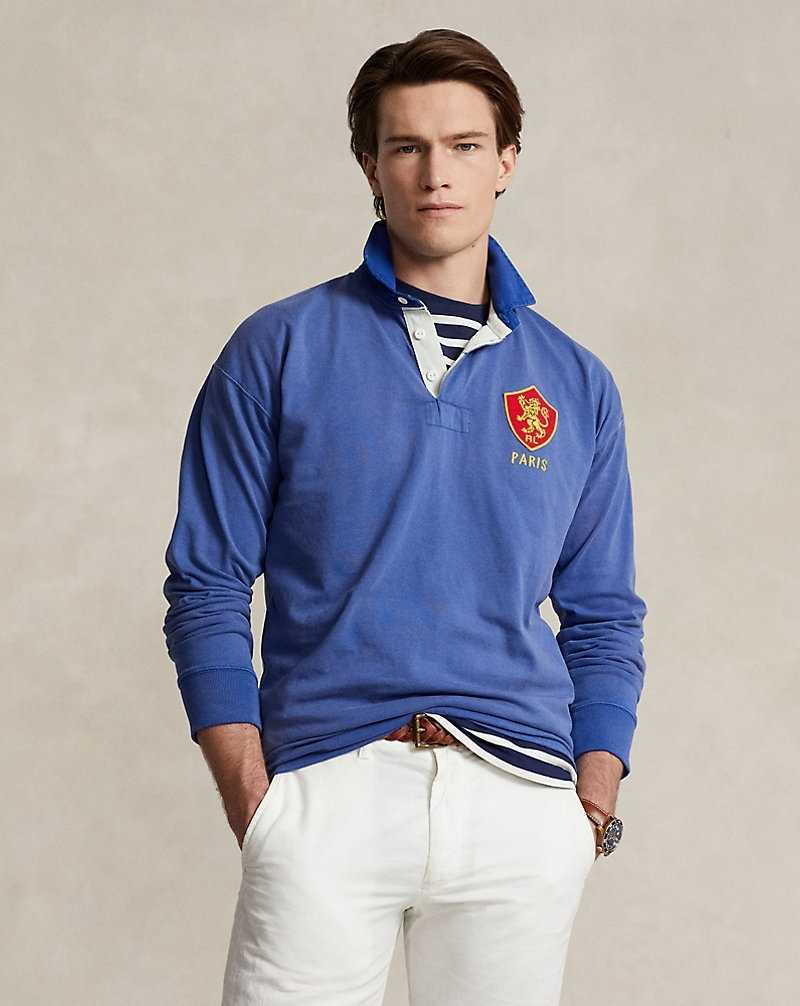 Camisa Polo Ralph Lauren Classic Fit Heraldic-Patch Jersey Rugby Hombre Azul Rey Azul Marino | JWHNERT-17 - vista 1