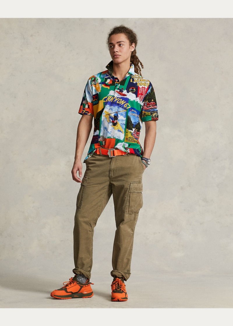 Camisa Polo Classic Fit Kayak-Print Mesh Hombre Beige | UWGA28137 - vista 3
